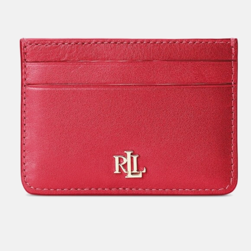 NWT ✅ LRL Ralph Lauren Full-Grain Leather Small Slim Card Case RED ✨ NWT